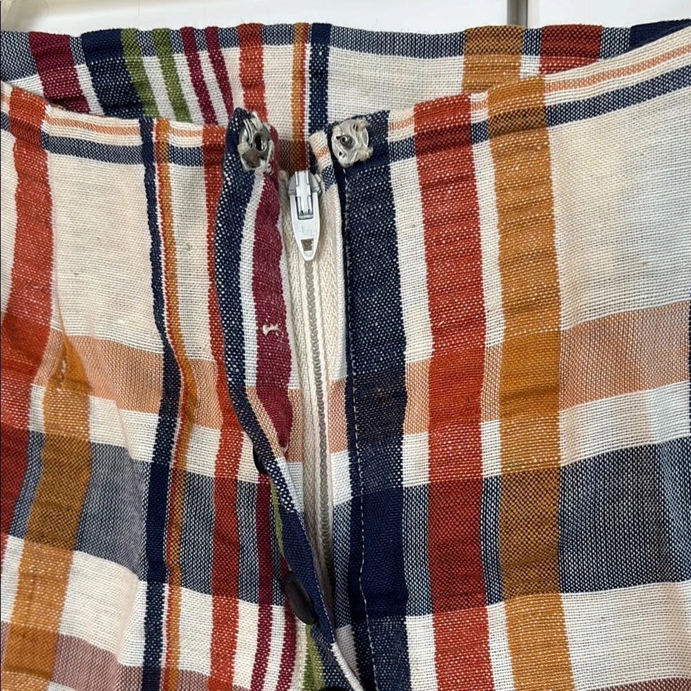 Vintage 1970’s custom sewn/ handmade plaid seersucker jacket & bell bottoms 2P - Picture 10 of 12